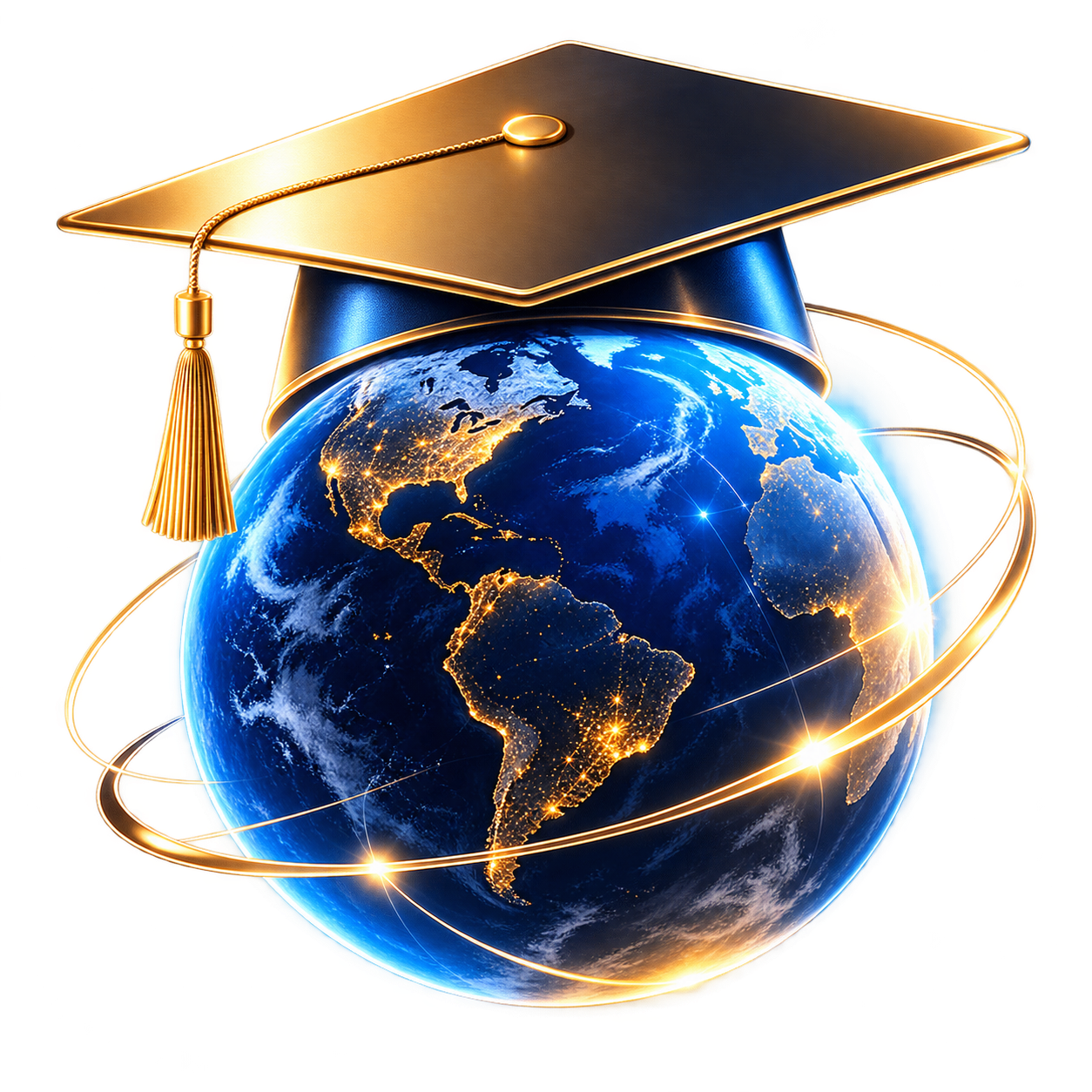 AI University globe and graduation-cap logo